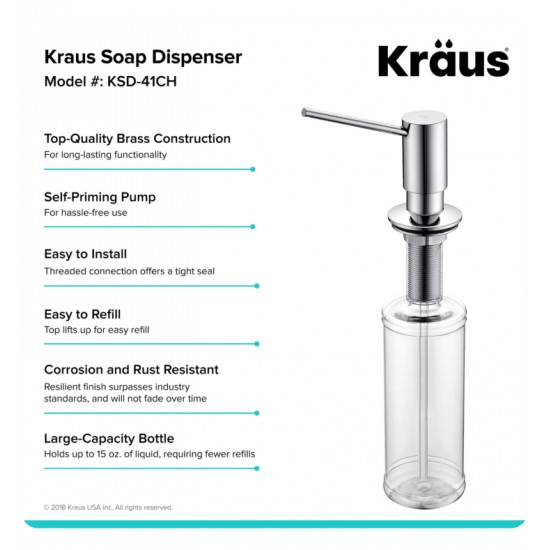 Kraus KSD-41 3 1/2" Deck Mounted Solid Brass Soap Dispenser