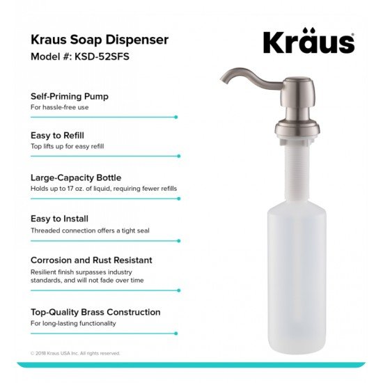 Kraus KSD-52 2 3/8" Deck Mounted Kitchen Soap Dispenser