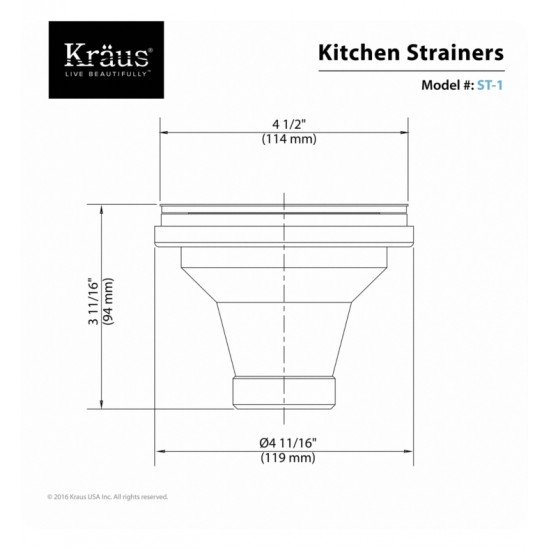 Kraus ST-1 4 3/4" Stainless Steel Strainer