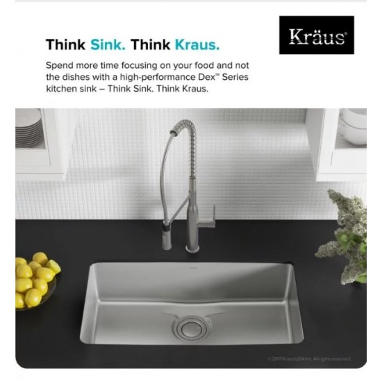 Kraus KD1US33B Dex 32 7/8" Single Bowl Undermount Stainless Steel Rectangular Kitchen Sink