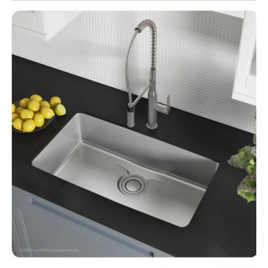 Kraus KD1US33B Dex 32 7/8" Single Bowl Undermount Stainless Steel Rectangular Kitchen Sink