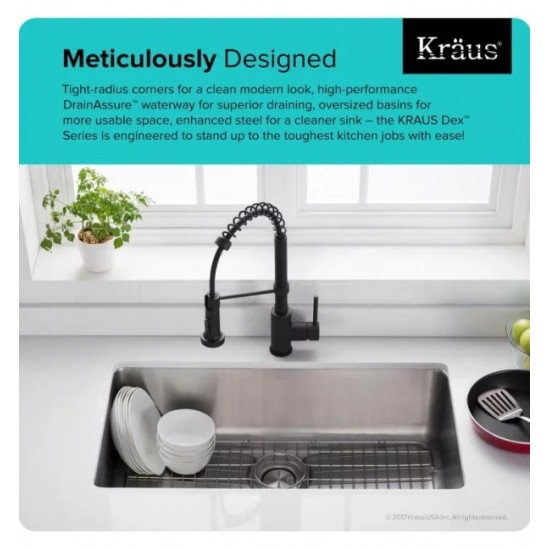 Kraus KD1US33B Dex 32 7/8" Single Bowl Undermount Stainless Steel Rectangular Kitchen Sink