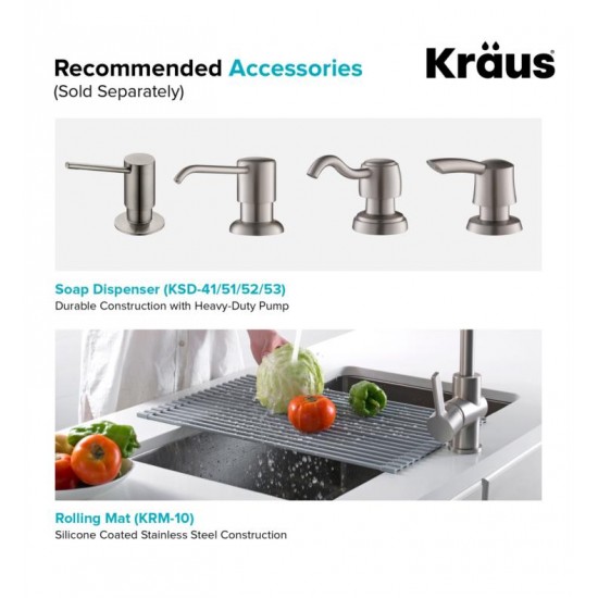 Kraus KP1TD33S-2 Pax 33" Double Bowl Drop-In Stainless Steel Rectangular Kitchen Sink