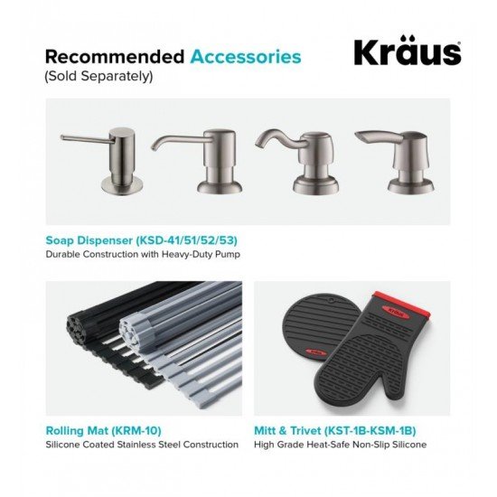 Kraus KHF410-33 Standart Pro 32 7/8" Single Bowl Undermount Stainless Steel Rectangular Kitchen Sink