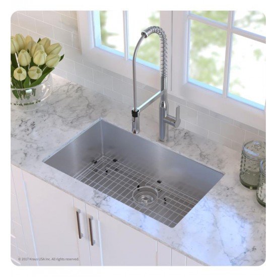 Kraus KHU100-30 30" Single Bowl Undermount Stainless Steel Rectangular Kitchen Sink