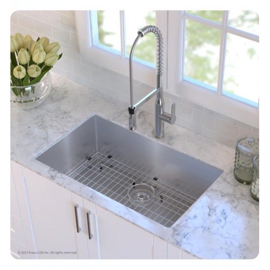 Kraus KHU100-32 32" Single Bowl Undermount Stainless Steel Rectangular Kitchen Sink