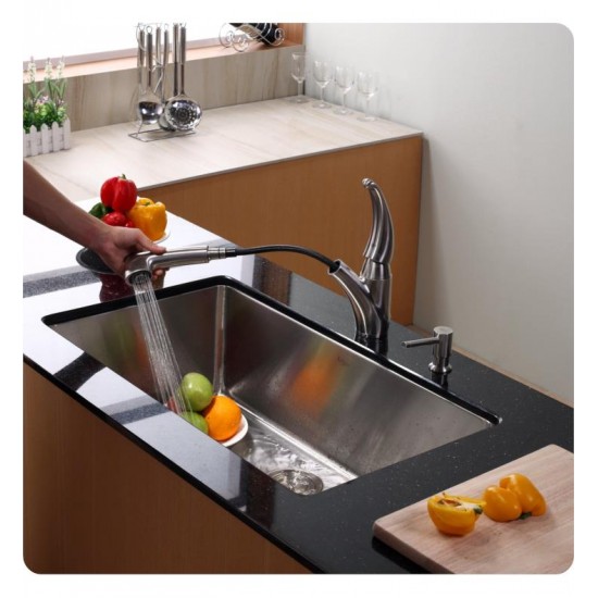 Kraus KHU100-32 32" Single Bowl Undermount Stainless Steel Rectangular Kitchen Sink