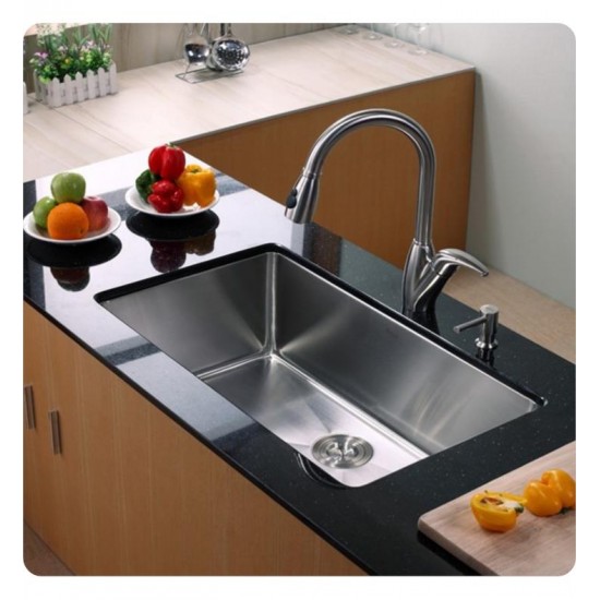 Kraus KHU100-32 32" Single Bowl Undermount Stainless Steel Rectangular Kitchen Sink