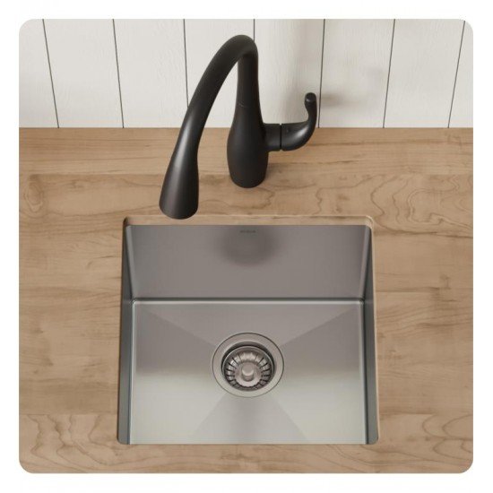 Kraus KHU101-17 Standart Pro 17" Single Bowl Undermount Stainless Steel Square Kitchen Sink