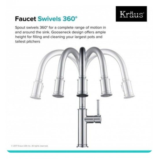 Kraus KPF-1680 Sellette™ Single Handle Pull Down Kitchen Faucet with Dual Function Sprayhead