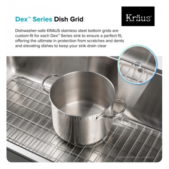 Kraus BG3117 Dex™ Series 33-Inch Stainless Steel Kitchen Sink Bottom Grid with Soft Rubber Bumpers