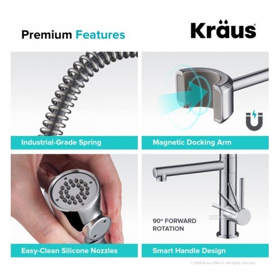 Kraus KPF-1603 Artec Pro 24 3/4" Single Handle Deck Mounted Pull-Down Kitchen Faucet