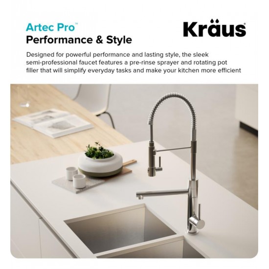 Kraus KPF-1603 Artec Pro 24 3/4" Single Handle Deck Mounted Pull-Down Kitchen Faucet