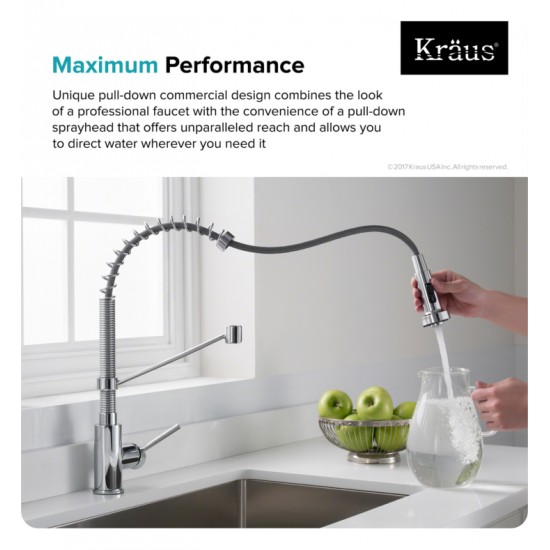 Kraus KPF-1610 Bolden 10 3/4" Commercial Style Single Handle Deck Mounted Pull-Down Kitchen Faucet