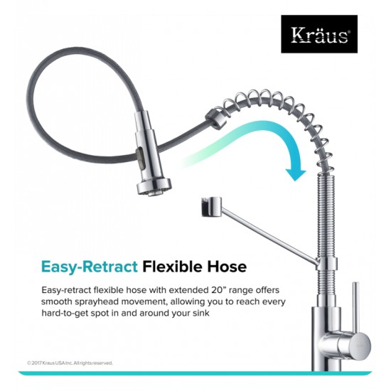 Kraus KPF-1610 Bolden 10 3/4" Commercial Style Single Handle Deck Mounted Pull-Down Kitchen Faucet