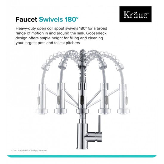 Kraus KPF-1610 Bolden 10 3/4" Commercial Style Single Handle Deck Mounted Pull-Down Kitchen Faucet