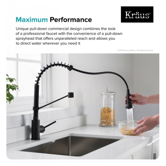 Kraus KPF-1610 Bolden 10 3/4" Commercial Style Single Handle Deck Mounted Pull-Down Kitchen Faucet