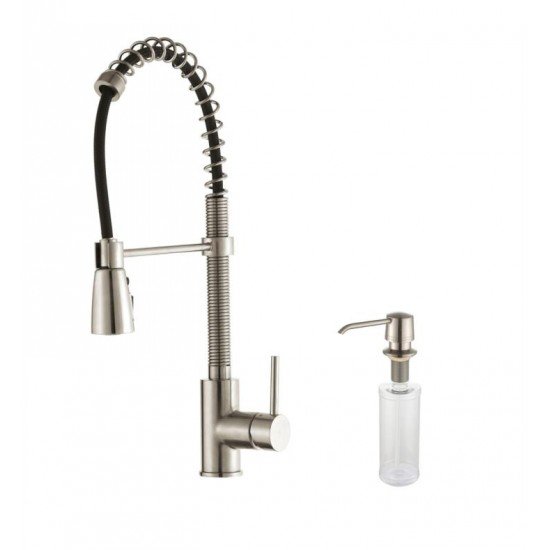 Kraus KPF-1612-KSD-30 8 1/2" Commercial Style Single Handle Deck Mounted Pull-Down Kitchen Faucet with Soap Dispenser