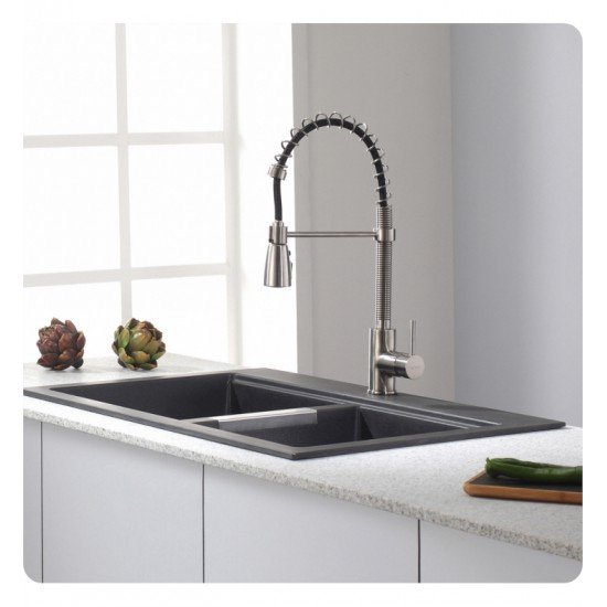 Kraus KPF-1612 Commercial-Style Single-Handle Kitchen Faucet with Pull Down Three-Function Sprayer