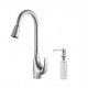 Kraus KPF-1621-KSD-30 9 1/8" Single Handle Deck Mounted Pull-Down Kitchen Faucet with Soap Dispenser