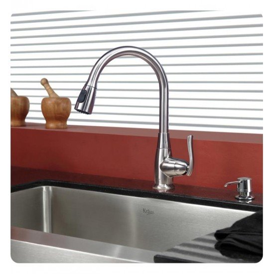 Kraus KPF-2230 11 3/8" Single Handle Deck Mounted Pull-Out Kitchen Faucet