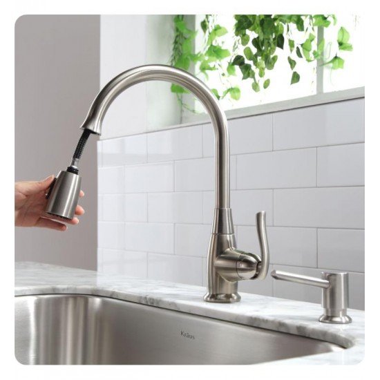 Kraus KPF-2230 11 3/8" Single Handle Deck Mounted Pull-Out Kitchen Faucet