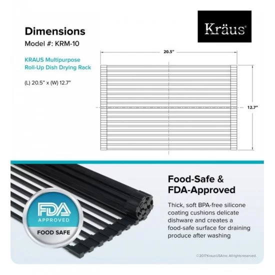 Kraus KRM-10 20 1/2 Multipurpose Roll-Up Dish Drying