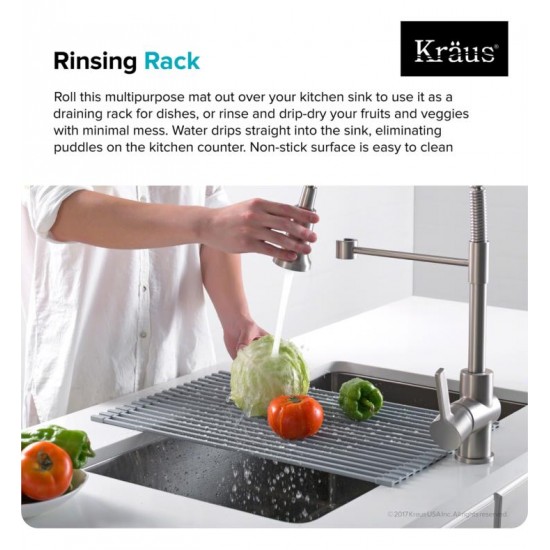 Kraus KRM-10 20 1/2" Multipurpose Roll-Up Dish Drying Rack for Kitchen Sink