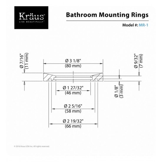 Kraus MR-1 3 1/4" Mounting Ring for Vessel Sink
